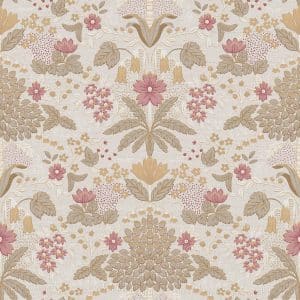 ornamenttikuvioinen beige kukkatapetti