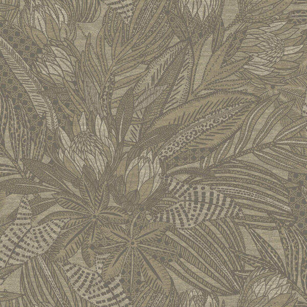 Susara Beige metallinhohtoinen kukkatapetti