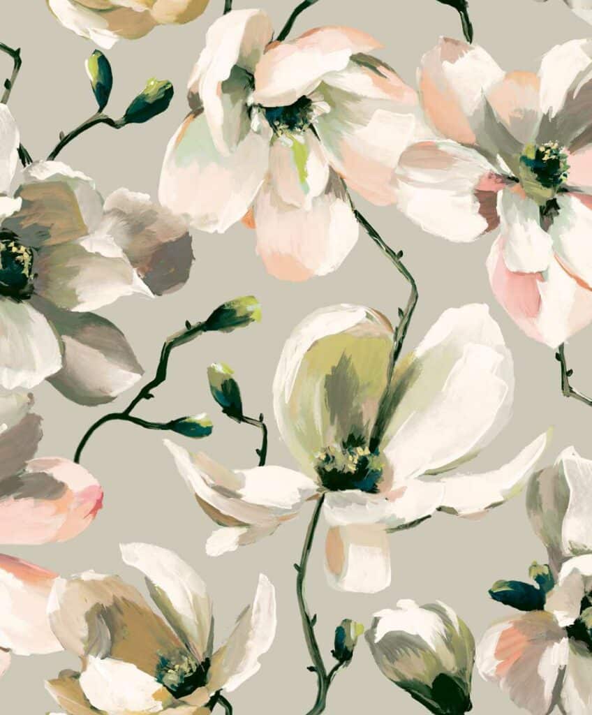 magnolia beige kukkatapetti