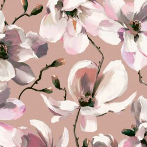 magnolia vanhan roosan värinen kukkatapetti