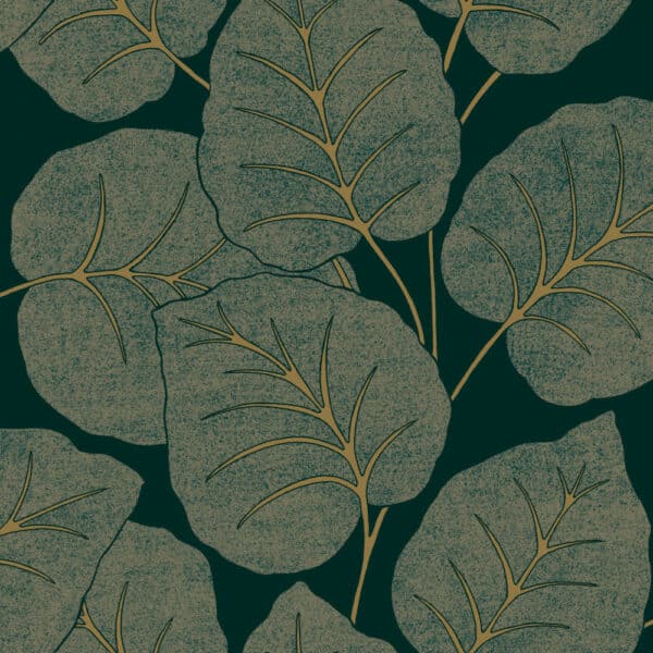 Ciara Luxor Leaf tummanvihreä lehti tapettii A63502