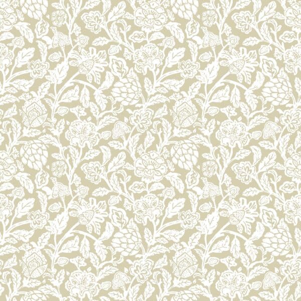 Fiori Country romanttinen beige valkoinen kasvitapetti 12347