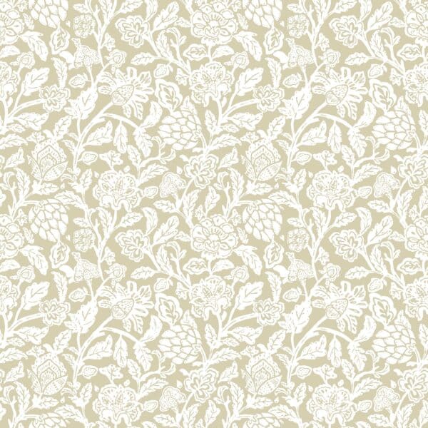 Fiori Country romanttinen beige valkoinen kasvitapetti 12347