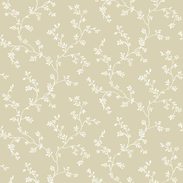 Fiori Country romanttinen beige valkoinen kasvitapetti 12352