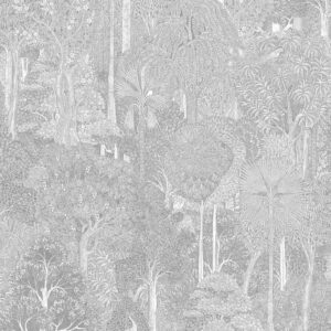 Heritage graafinen harmaa viidakkotapetti