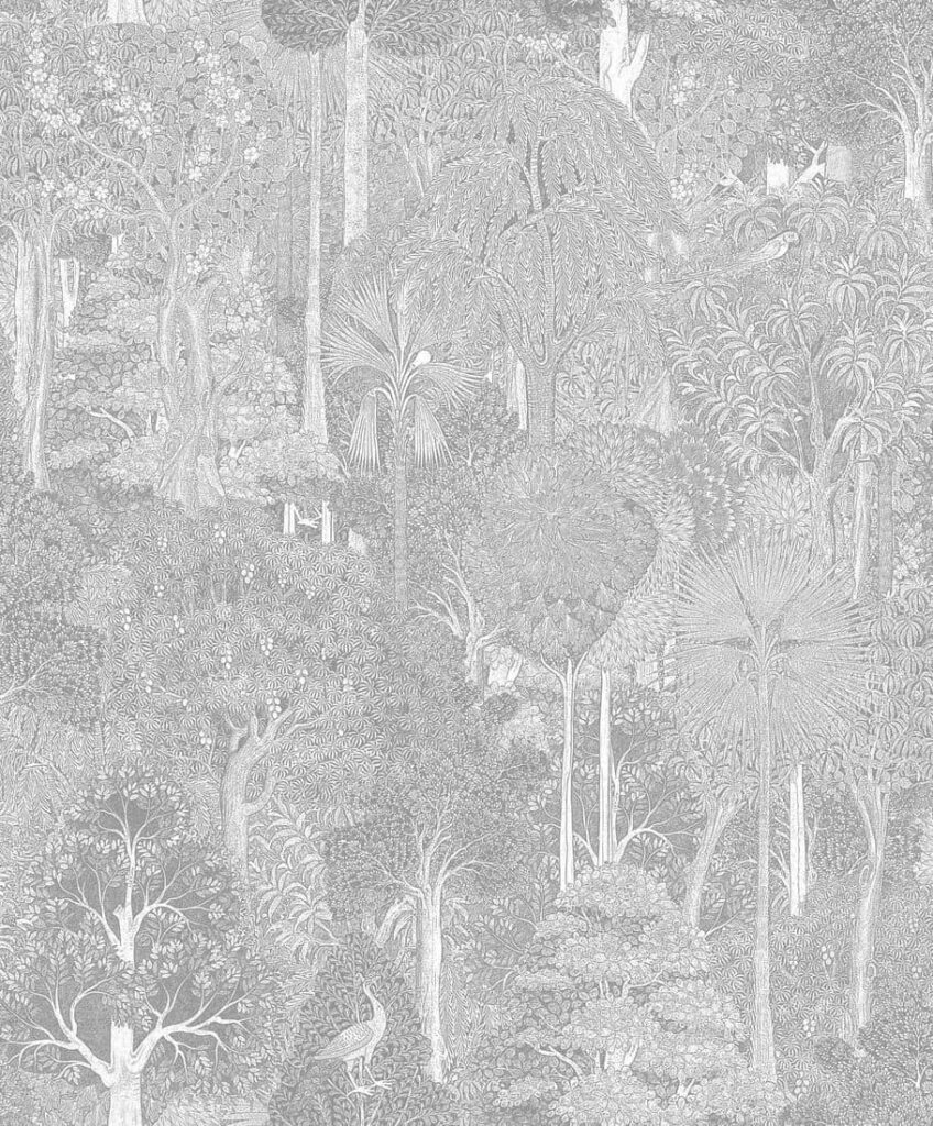 Heritage graafinen harmaa viidakkotapetti