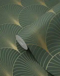 Art Deco tummanvihreä tapetti
