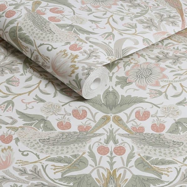 William Morris at Home Strawberry Thief Sage & Pink tapetti 124233