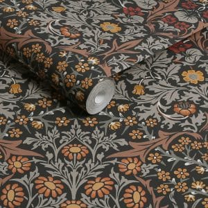 William Morris at Home Blackthorn Charcoal & Burnt Orange tapetti 124250