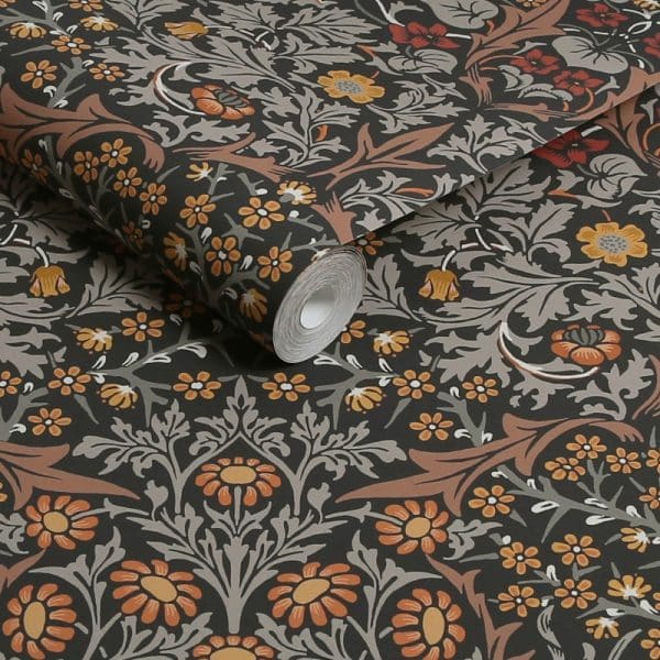William Morris at Home Blackthorn Charcoal & Burnt Orange tapetti 124250