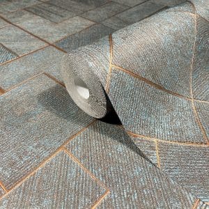 Ritus saga 35512 sinikuparin sävyinen geometrisesti kuvioitu tapetti