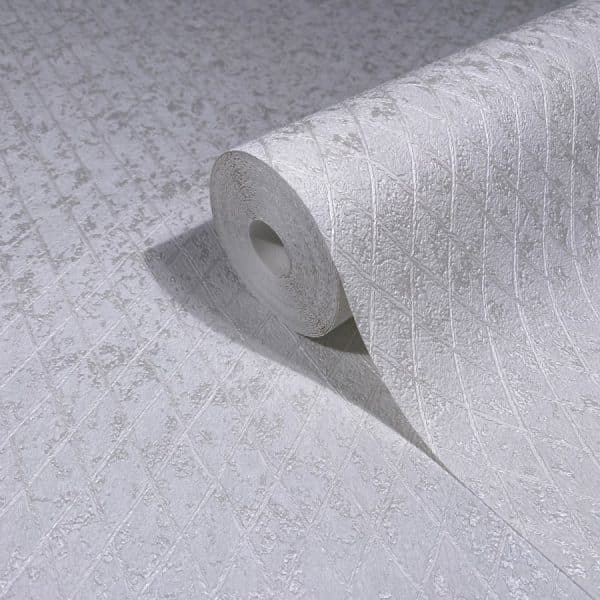 Ritus mesh 35537 valkoisella pohjalla verkkokuvioitu metallinhohtoinen tapetti