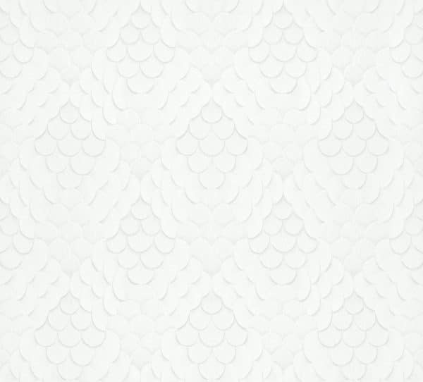 Papis Loveday Fashion Icon Fanned shells 35810 valkoinen limittäisiä simpukkakuviota muistuttava tapetti