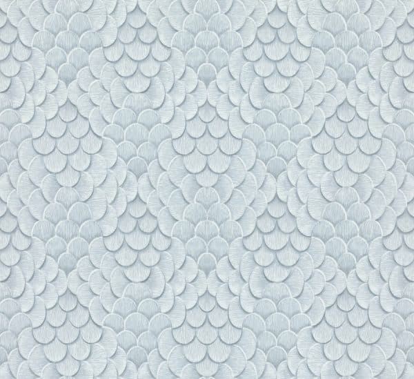 Papis Loveday Fashion Icon Fanned shells 35814 siniharmaa limittäisiä simpukkakuviota muistuttava tapetti