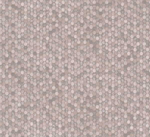 Papis Loveday Fashion Icon Hexaluxe 35817 roosan sävyinen metallinhohtoinen kuusikulmioin kuvioitu tapetti