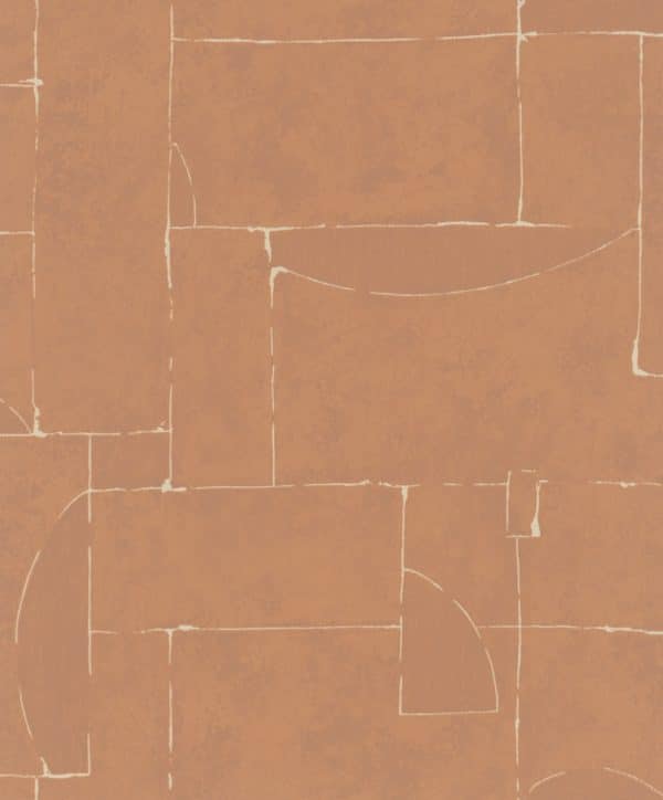 Terra Brickwall 34605 terrakottan sävyinen epäsymmetristä tiilipintaa muistuttava savipintainen tapetti