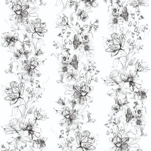 Crush Motion Flora inked valkoinen valokuvatapetti