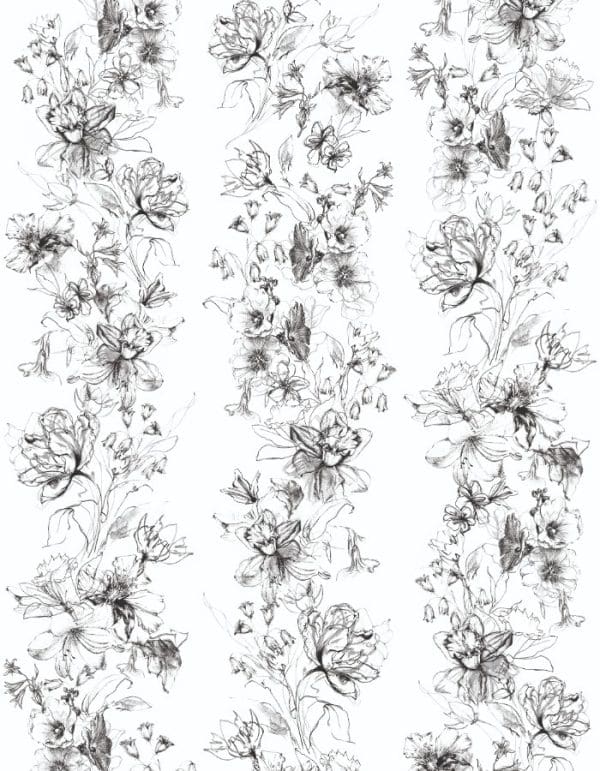 Crush Motion Flora inked valkoinen valokuvatapetti