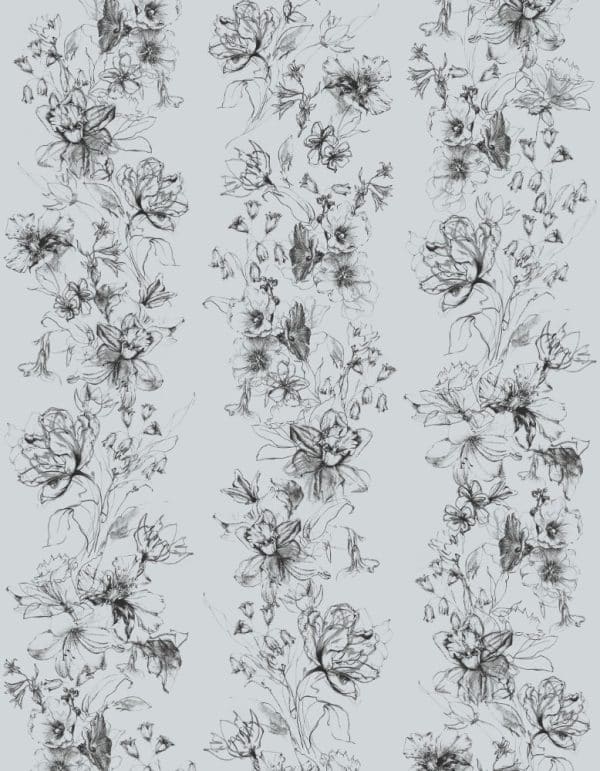 Crush Motion Flora inked vaaleanharmaa valokuvatapetti