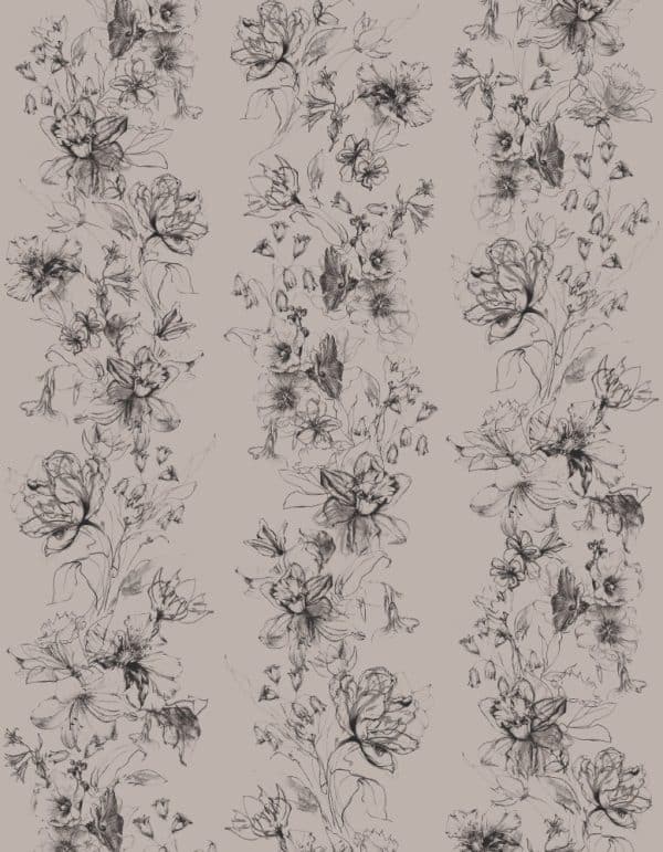 Crush Motion Flora inked taupe valokuvatapetti