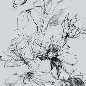 Crush Motion Flora inked vaaleanharmaa yksipaneelinen valokuvatapetti