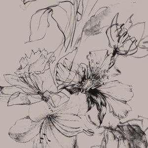 Crush Motion Flora inked taupe yksipaneelinen valokuvatapetti