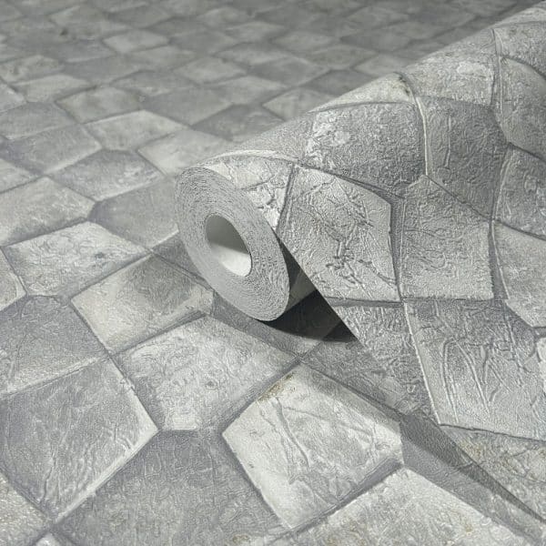Eclectic Forged mosaic vaaleanharmaa tapetti