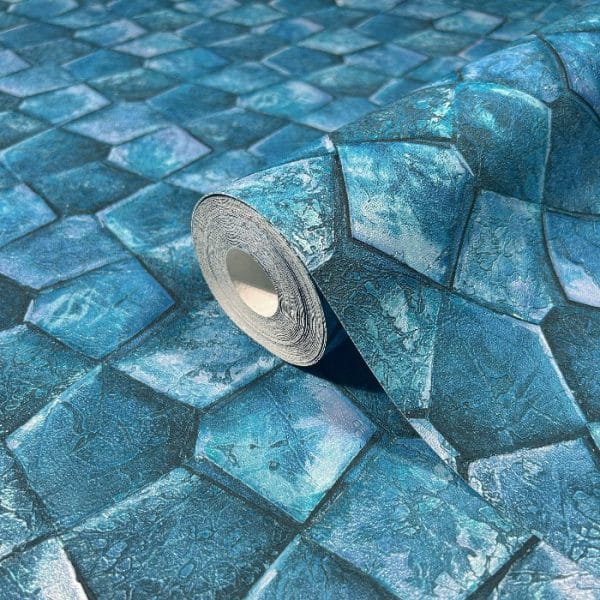Eclectic Forged mosaic sininen tapetti