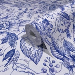 Pompöös Provence Inkflora sininen tapetti