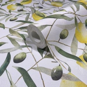 Pompöös Provence Lemon valkoinen tapetti