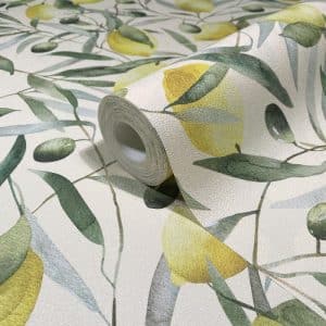 Pompöös Provence Lemon vaalea beige tapetti