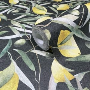 Pompöös Provence Lemon musta tapetti