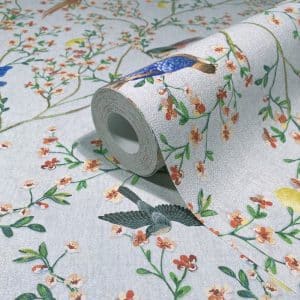 Pompöös Provence Citrus vaaleanharmaa tapetti