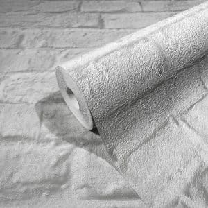 Urban Nature valkoinen rouhea tiiliseinätapetti 34166