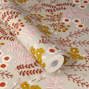 Beltesto greige kukkaniitty tapetti 793819