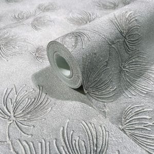 Whisper hopeanharmaa flora 36497 tapetti