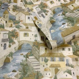 Wanderlust monteroso beige/sininen tapetti 92021