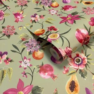 Wanderlust tropica salvianvihreä tapetti 92110