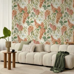 Wanderlust buddleia koralli/beige kuvatapetti 99551