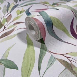 Fresh Up Vihreäliila Lehtikuvio Tapetti 88961
