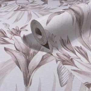 Pia Vaaleanharmaa Lehdet Tapetti 89052