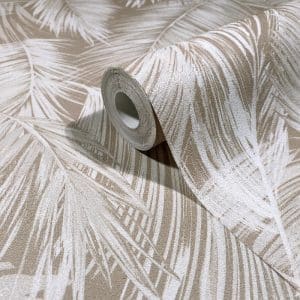 Pia Beige Lehtikuvio Tapetti 89055