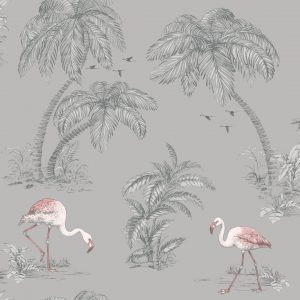 Flamingo Grey - Harmaa Flamingo tapetti 12381